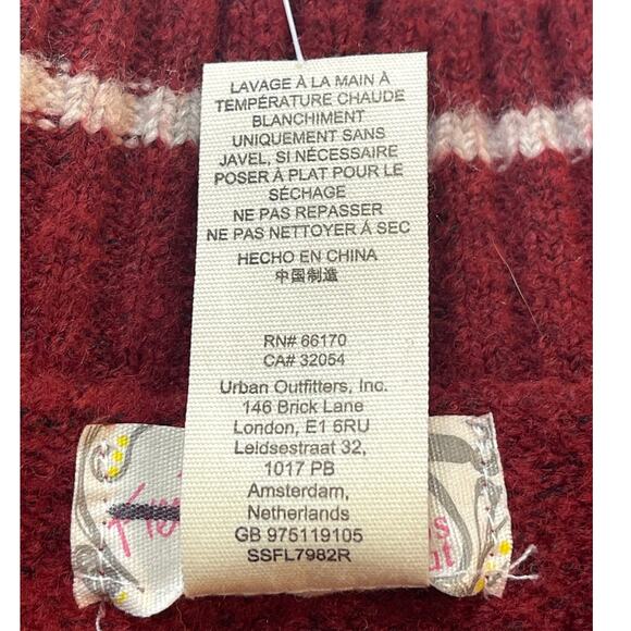 NEW Free People All Star Stripe Poncho One Size Burgundy Red with White Stripes - Picture 9 of 9